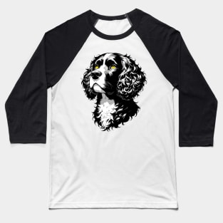 Stunning and Cool Irish Water Spaniel Monochrome and Gold Portrait for Father's Day Baseball T-Shirt